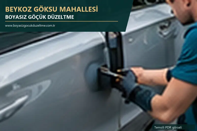 Beykoz Göksu Mahallesi hizmet rehberi için modern otomobil ve boyasız göçük incelemesini anlatan temsili görsel
