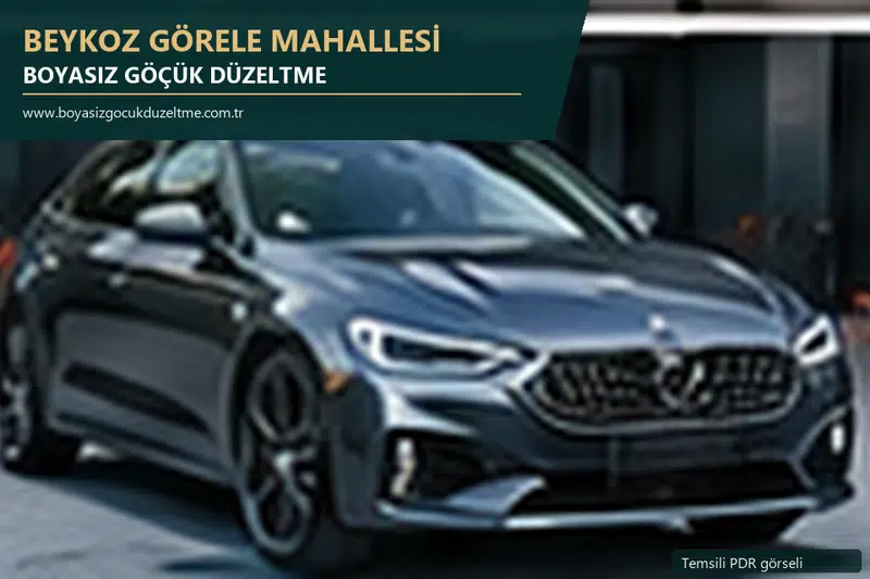 Beykoz Görele Mahallesi hizmet rehberi için modern otomobil ve boyasız göçük incelemesini anlatan temsili görsel