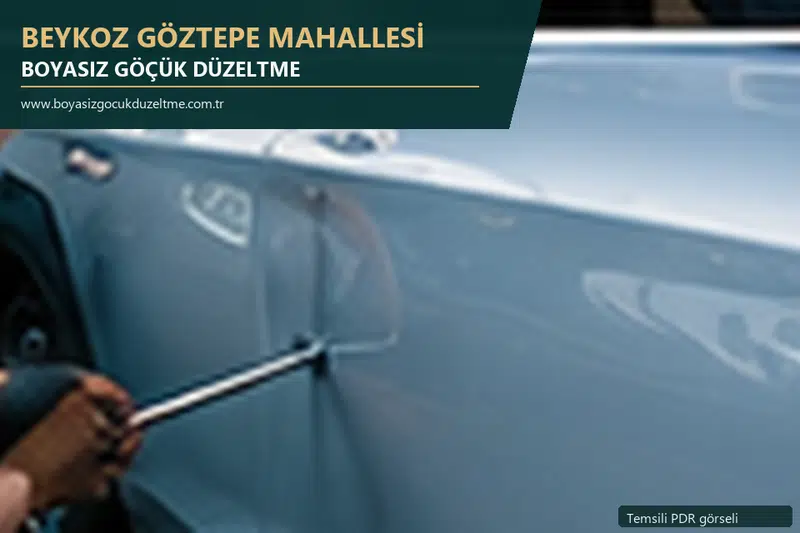Beykoz Göztepe Mahallesi hizmet rehberi için modern otomobil ve boyasız göçük incelemesini anlatan temsili görsel