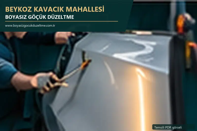 Beykoz Kavacık Mahallesi hizmet rehberi için modern otomobil ve boyasız göçük incelemesini anlatan temsili görsel