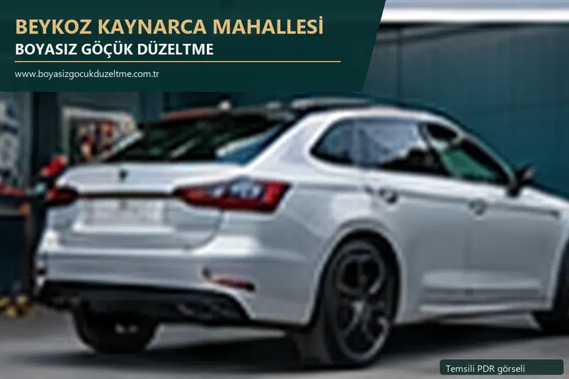 Beykoz Kaynarca Mahallesi hizmet rehberi için modern otomobil ve boyasız göçük incelemesini anlatan temsili görsel