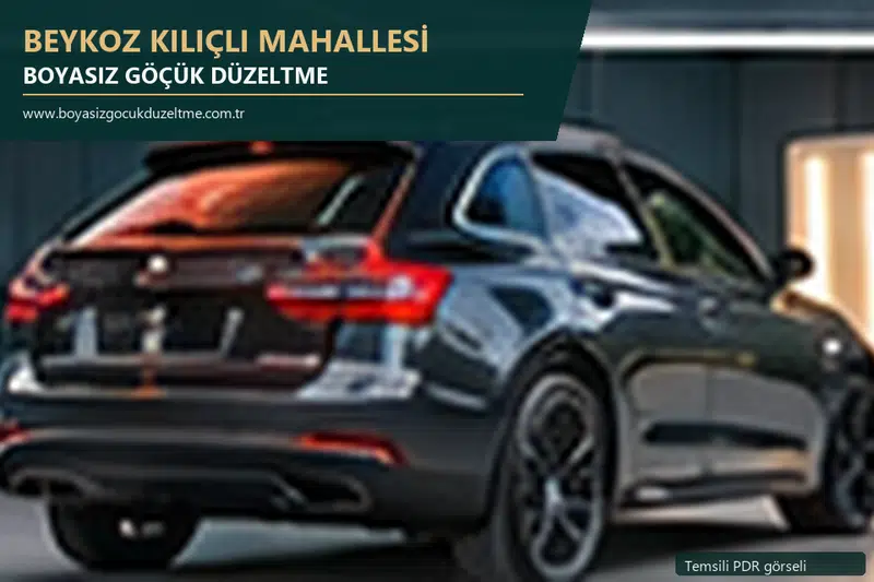 Beykoz Kılıçlı Mahallesi hizmet rehberi için modern otomobil ve boyasız göçük incelemesini anlatan temsili görsel