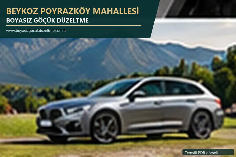 Beykoz Poyrazköy Mahallesi hizmet rehberi için modern otomobil ve boyasız göçük incelemesini anlatan temsili görsel