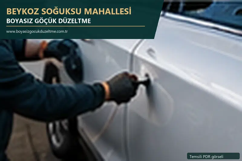 Beykoz Soğuksu Mahallesi hizmet rehberi için modern otomobil ve boyasız göçük incelemesini anlatan temsili görsel