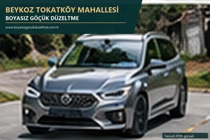 Beykoz Tokatköy Mahallesi hizmet rehberi için modern otomobil ve boyasız göçük incelemesini anlatan temsili görsel