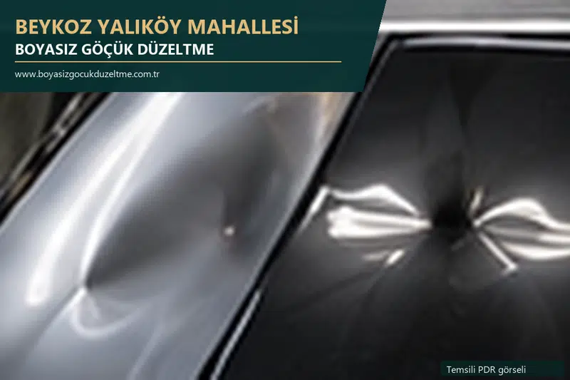Beykoz Yalıköy Mahallesi hizmet rehberi için modern otomobil ve boyasız göçük incelemesini anlatan temsili görsel