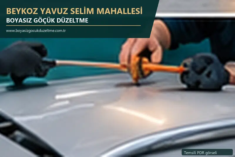 Beykoz Yavuz Selim Mahallesi hizmet rehberi için modern otomobil ve boyasız göçük incelemesini anlatan temsili görsel