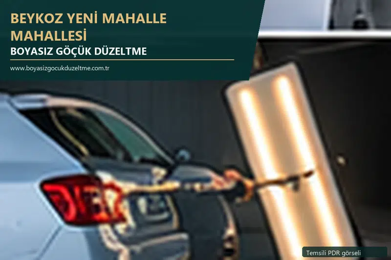 Beykoz Yeni Mahalle Mahallesi hizmet rehberi için modern otomobil ve boyasız göçük incelemesini anlatan temsili görsel