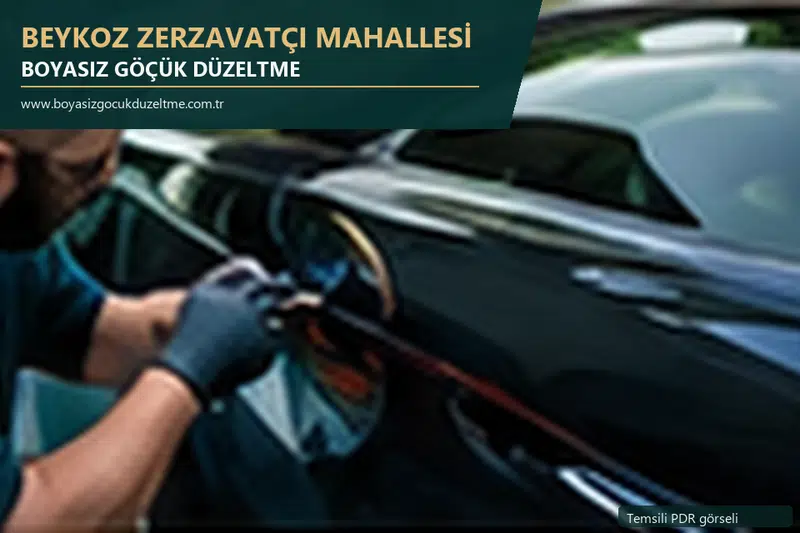 Beykoz Zerzavatçı Mahallesi hizmet rehberi için modern otomobil ve boyasız göçük incelemesini anlatan temsili görsel