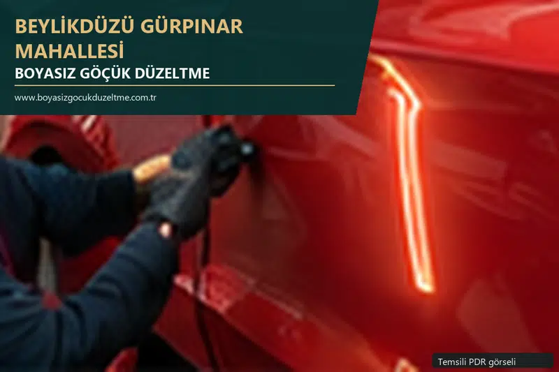 Beylikdüzü Gürpınar Mahallesi hizmet rehberi için modern otomobil ve boyasız göçük incelemesini anlatan temsili görsel