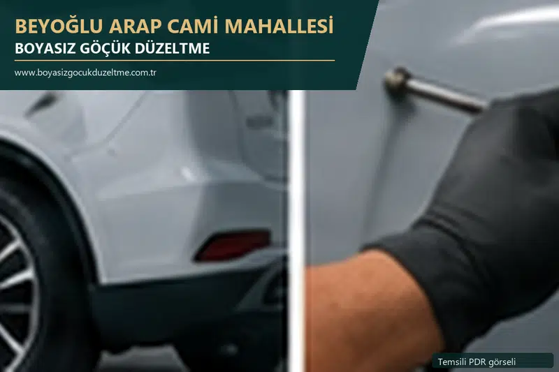 Beyoğlu Arap Cami Mahallesi sabit nokta ve mobil PDR randevusunu anlatan temsili otomobil hizmeti görseli
