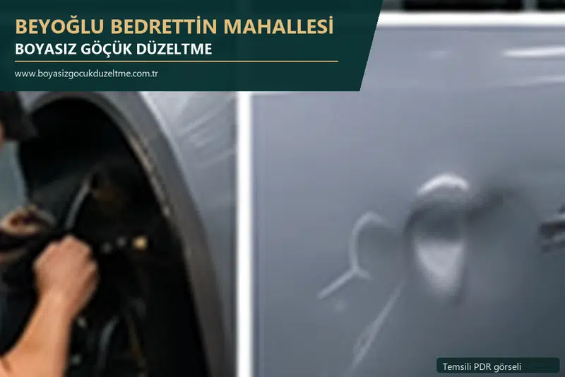 Beyoğlu Bedrettin Mahallesi hizmet rehberi için modern otomobil ve boyasız göçük incelemesini anlatan temsili görsel
