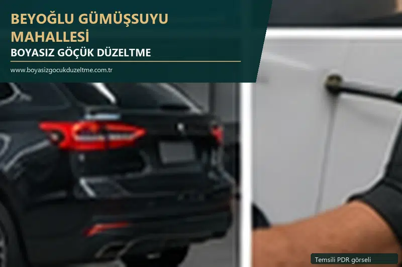 Beyoğlu Gümüşsuyu Mahallesi hizmet rehberi için modern otomobil ve boyasız göçük incelemesini anlatan temsili görsel