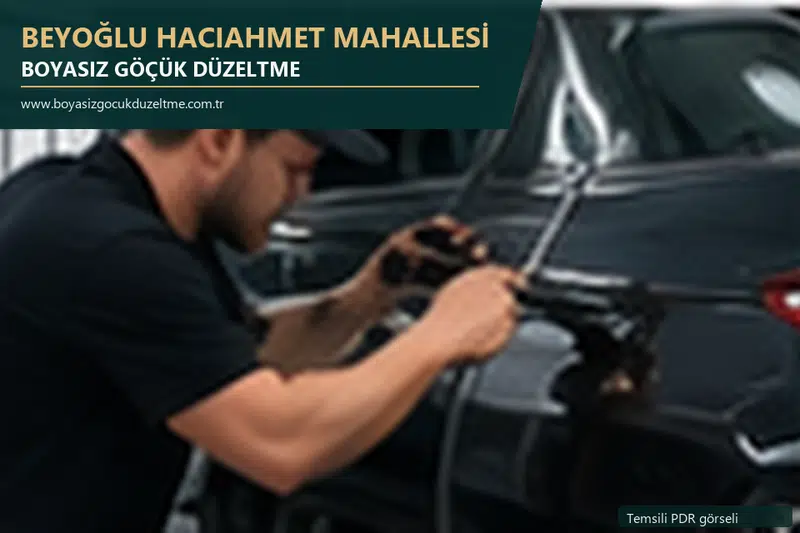 Beyoğlu Hacıahmet Mahallesi hizmet rehberi için modern otomobil ve boyasız göçük incelemesini anlatan temsili görsel