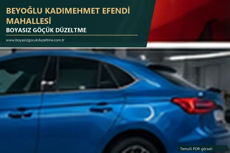 Beyoğlu Kadımehmet Efendi Mahallesi hizmet rehberi için modern otomobil ve boyasız göçük incelemesini anlatan temsili görsel