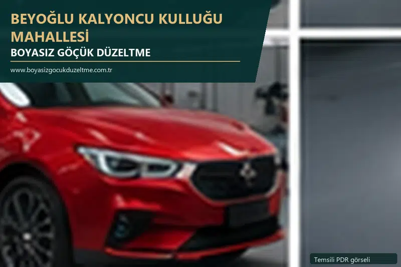 Beyoğlu Kalyoncu Kulluğu Mahallesi hizmet rehberi için modern otomobil ve boyasız göçük incelemesini anlatan temsili görsel