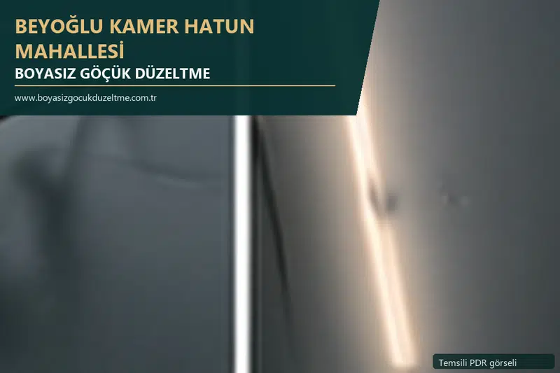 Beyoğlu Kamer Hatun Mahallesi hizmet rehberi için modern otomobil ve boyasız göçük incelemesini anlatan temsili görsel
