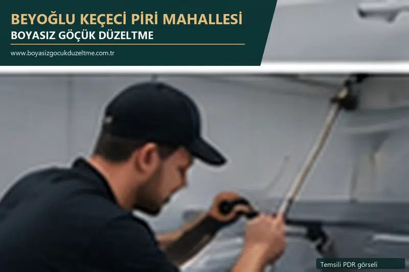 Beyoğlu Keçeci Piri Mahallesi hizmet rehberi için modern otomobil ve boyasız göçük incelemesini anlatan temsili görsel