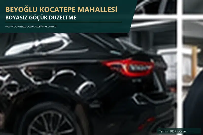 Beyoğlu Kocatepe Mahallesi hizmet rehberi için modern otomobil ve boyasız göçük incelemesini anlatan temsili görsel