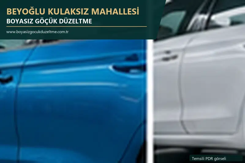 Beyoğlu Kulaksız Mahallesi hizmet rehberi için modern otomobil ve boyasız göçük incelemesini anlatan temsili görsel