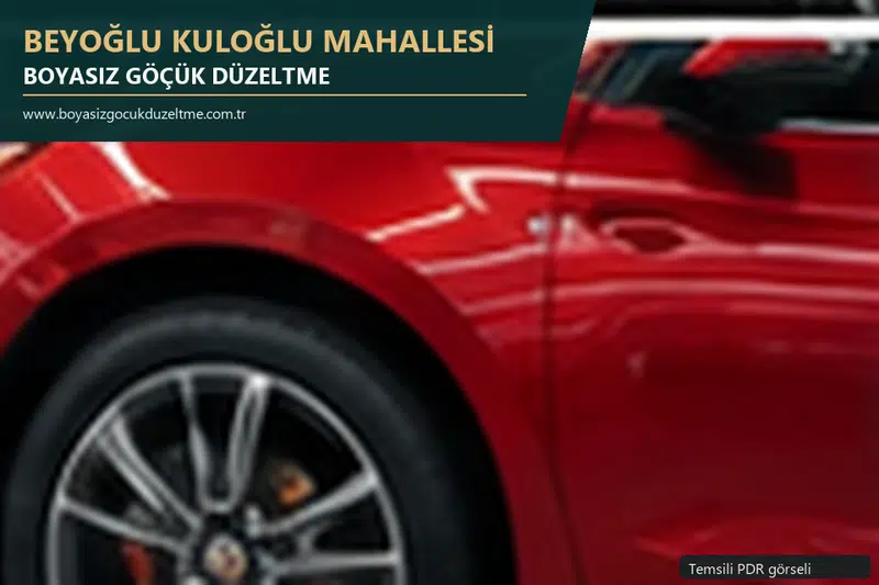 Beyoğlu Kuloğlu Mahallesi hizmet rehberi için modern otomobil ve boyasız göçük incelemesini anlatan temsili görsel