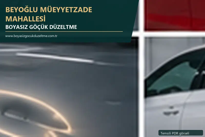 Beyoğlu Müeyyetzade Mahallesi sabit nokta ve mobil PDR randevusunu anlatan temsili otomobil hizmeti görseli