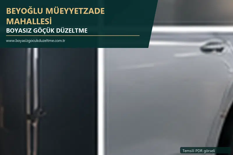 Beyoğlu Müeyyetzade Mahallesi hizmet rehberi için modern otomobil ve boyasız göçük incelemesini anlatan temsili görsel
