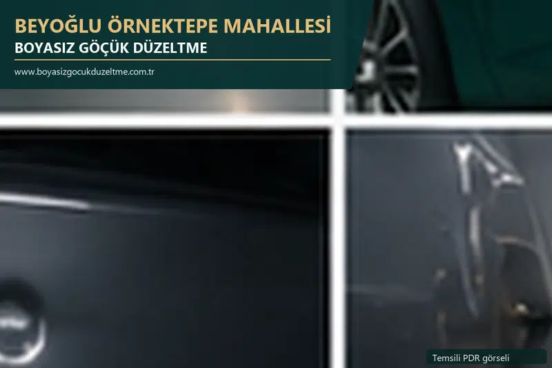 Beyoğlu Örnektepe Mahallesi hizmet rehberi için modern otomobil ve boyasız göçük incelemesini anlatan temsili görsel