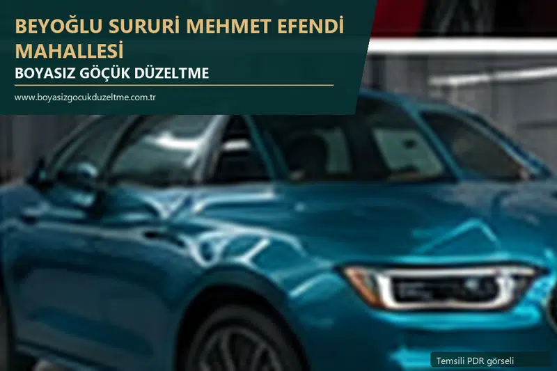 Beyoğlu Sururi Mehmet Efendi Mahallesi sabit nokta ve mobil PDR randevusunu anlatan temsili otomobil hizmeti görseli