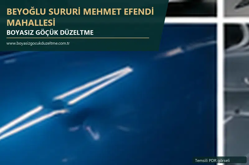 Beyoğlu Sururi Mehmet Efendi Mahallesi hizmet rehberi için modern otomobil ve boyasız göçük incelemesini anlatan temsili görsel