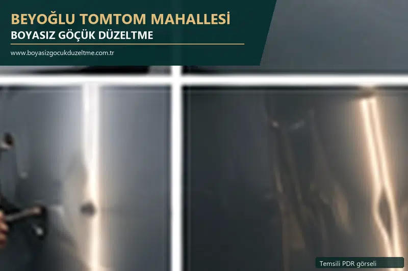 Beyoğlu Tomtom Mahallesi hizmet rehberi için modern otomobil ve boyasız göçük incelemesini anlatan temsili görsel