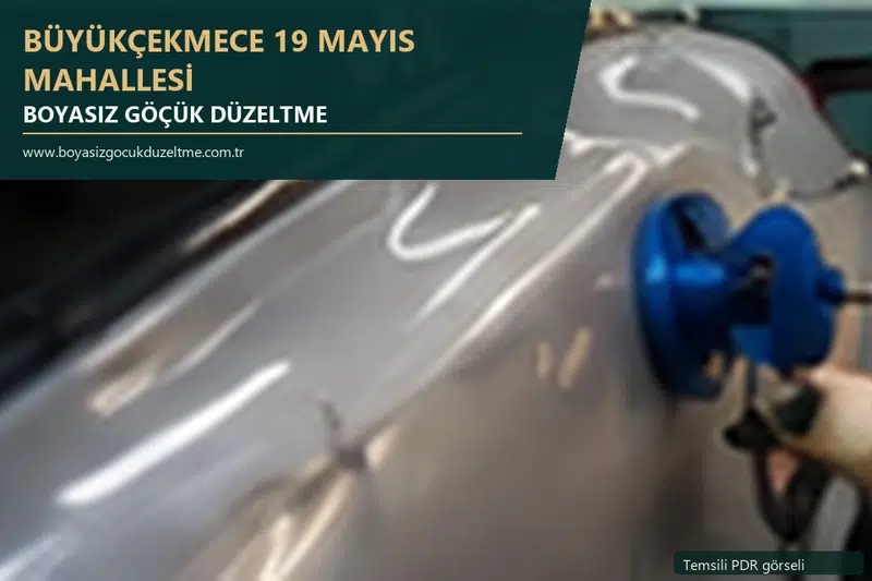 Büyükçekmece 19 Mayıs Mahallesi hizmet rehberi için modern otomobil ve boyasız göçük incelemesini anlatan temsili görsel