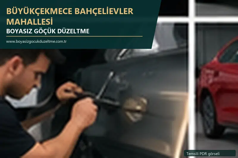 Büyükçekmece Bahçelievler Mahallesi sabit nokta ve mobil PDR randevusunu anlatan temsili otomobil hizmeti görseli