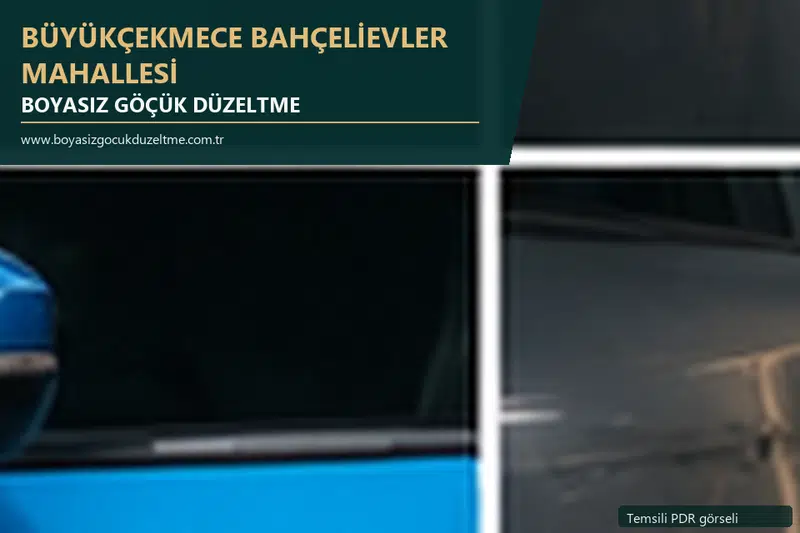 Büyükçekmece Bahçelievler Mahallesi hizmet rehberi için modern otomobil ve boyasız göçük incelemesini anlatan temsili görsel