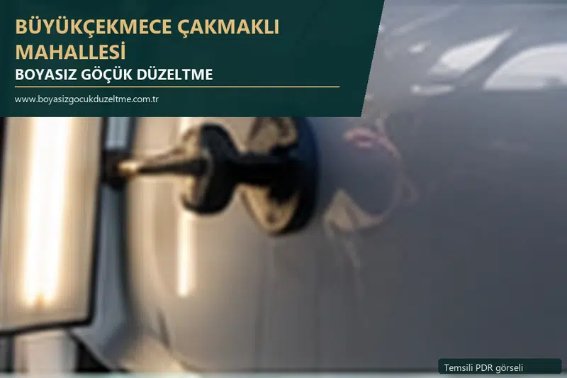 Büyükçekmece Çakmaklı Mahallesi hizmet rehberi için modern otomobil ve boyasız göçük incelemesini anlatan temsili görsel