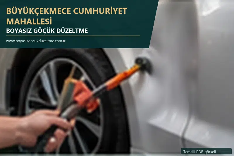 Büyükçekmece Cumhuriyet Mahallesi sabit nokta ve mobil PDR randevusunu anlatan temsili otomobil hizmeti görseli