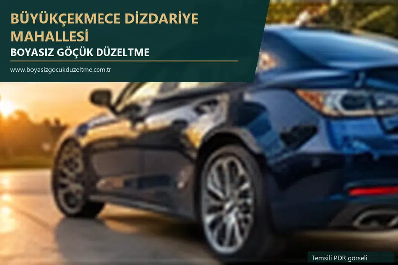Büyükçekmece Dizdariye Mahallesi hizmet rehberi için modern otomobil ve boyasız göçük incelemesini anlatan temsili görsel