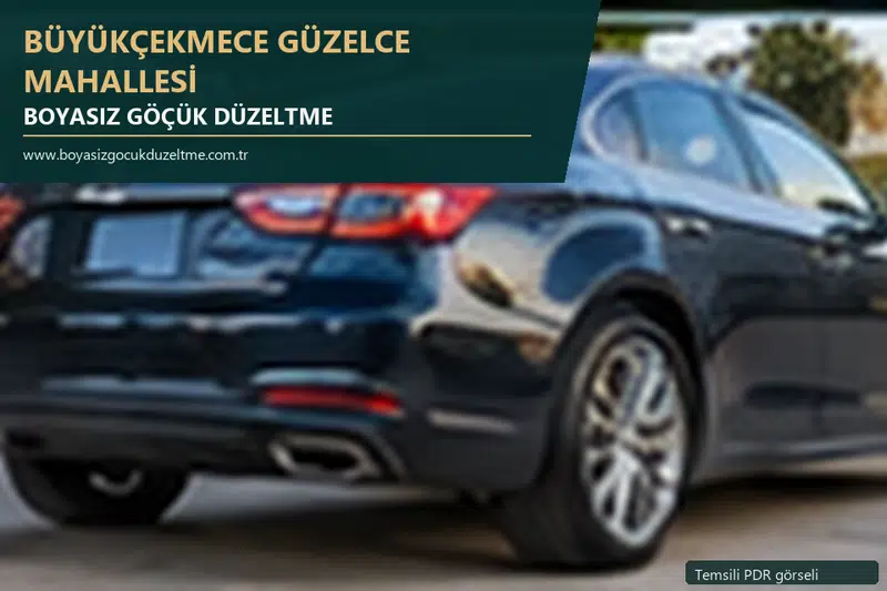 Büyükçekmece Güzelce Mahallesi hizmet rehberi için modern otomobil ve boyasız göçük incelemesini anlatan temsili görsel