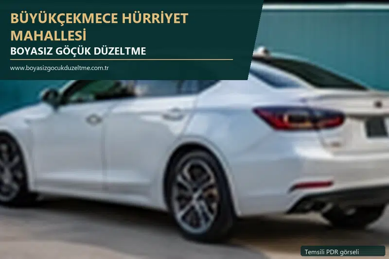 Büyükçekmece Hürriyet Mahallesi hizmet rehberi için modern otomobil ve boyasız göçük incelemesini anlatan temsili görsel