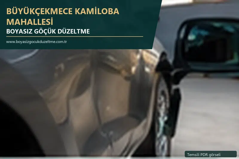Büyükçekmece Kamiloba Mahallesi hizmet rehberi için modern otomobil ve boyasız göçük incelemesini anlatan temsili görsel