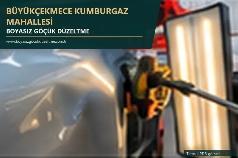 Büyükçekmece Kumburgaz Mahallesi hizmet rehberi için modern otomobil ve boyasız göçük incelemesini anlatan temsili görsel