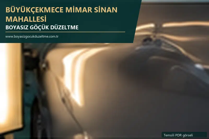 Büyükçekmece Mimar Sinan Mahallesi hizmet rehberi için modern otomobil ve boyasız göçük incelemesini anlatan temsili görsel