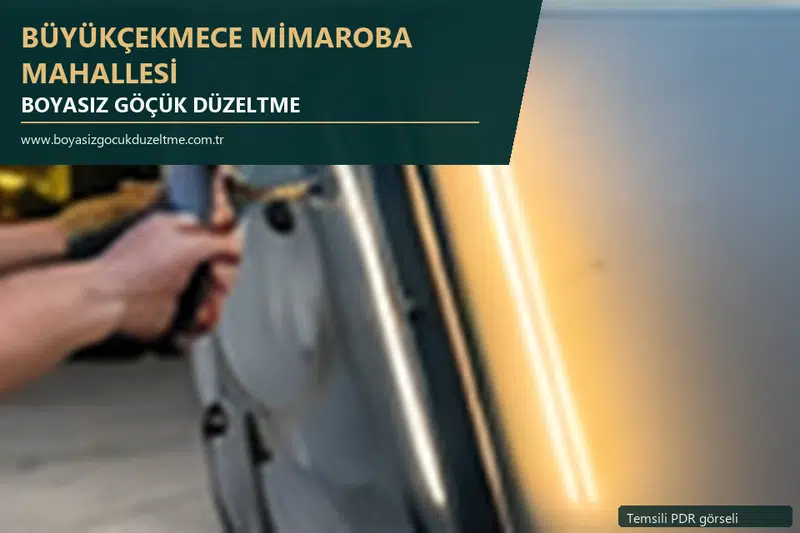 Büyükçekmece Mimaroba Mahallesi hizmet rehberi için modern otomobil ve boyasız göçük incelemesini anlatan temsili görsel