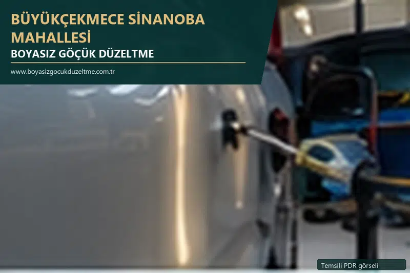 Büyükçekmece Sinanoba Mahallesi hizmet rehberi için modern otomobil ve boyasız göçük incelemesini anlatan temsili görsel