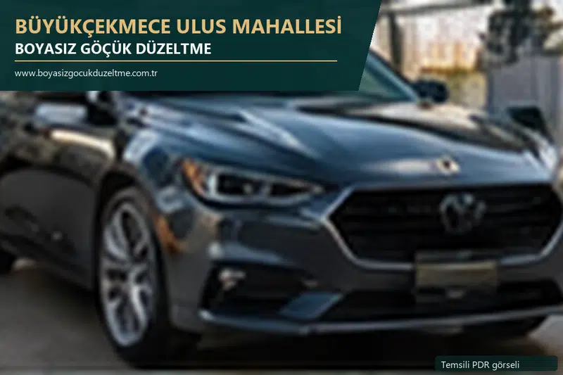 Büyükçekmece Ulus Mahallesi hizmet rehberi için modern otomobil ve boyasız göçük incelemesini anlatan temsili görsel