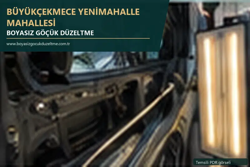 Büyükçekmece Yenimahalle Mahallesi hizmet rehberi için modern otomobil ve boyasız göçük incelemesini anlatan temsili görsel