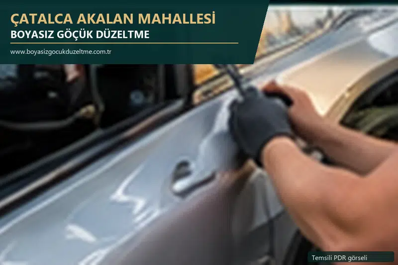 Çatalca Akalan Mahallesi hizmet rehberi için modern otomobil ve boyasız göçük incelemesini anlatan temsili görsel