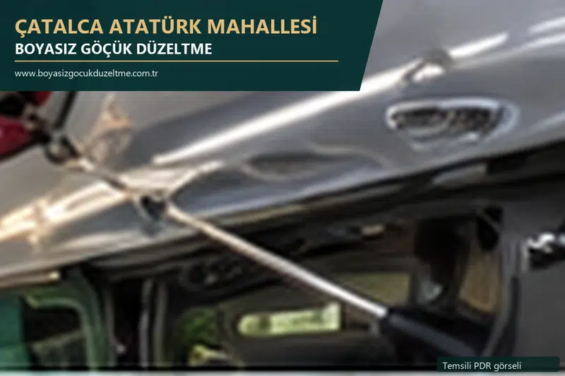 Çatalca Atatürk Mahallesi hizmet rehberi için modern otomobil ve boyasız göçük incelemesini anlatan temsili görsel