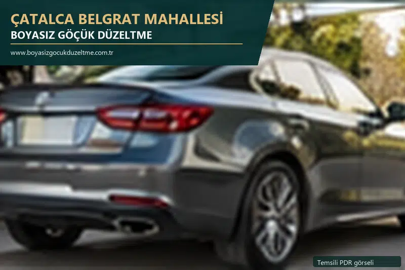 Çatalca Belgrat Mahallesi hizmet rehberi için modern otomobil ve boyasız göçük incelemesini anlatan temsili görsel