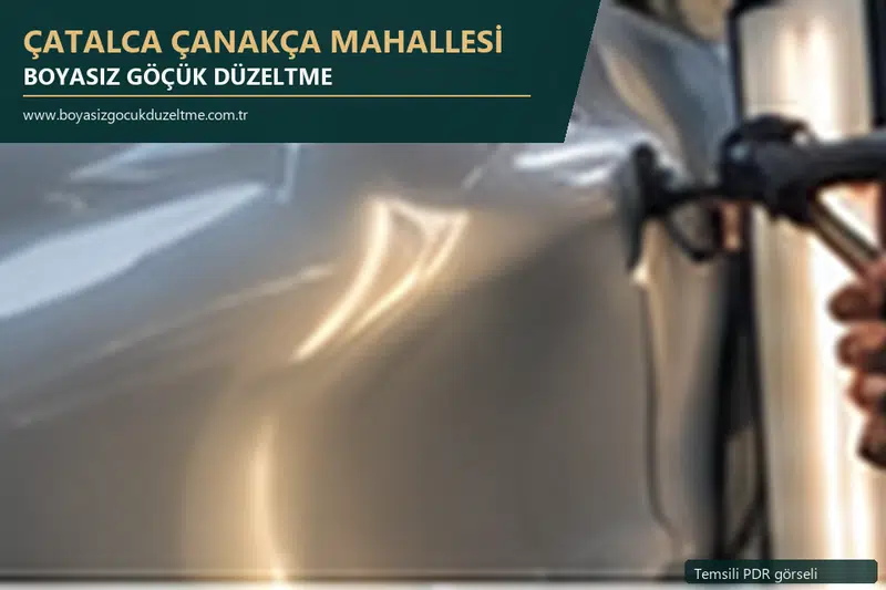 Çatalca Çanakça Mahallesi hizmet rehberi için modern otomobil ve boyasız göçük incelemesini anlatan temsili görsel
